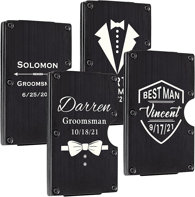awofer Personalized Groomsmen Wallet Gifts Custom for Groomsmen Best Man Aluminum Metal Wallet with Money Clip Engraved Credit Card Holder Gift for Best Man