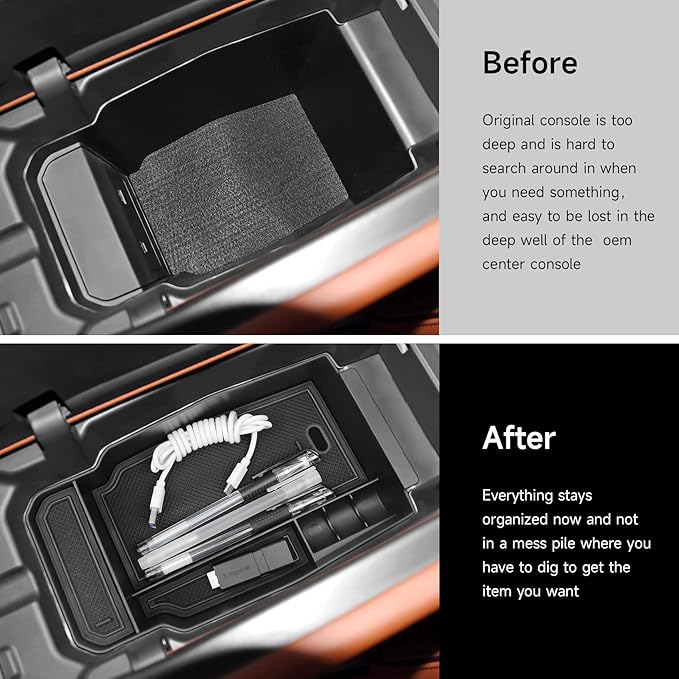 Center Console Organizer Tray Compatible with Mazda 2023-2026 CX-50 CX50 Accessories Armrest Storage Box ABS Console Insert Tray Container