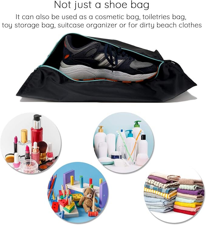 Ecoright Shoe Bags for Travel, Set of 2, 100% Recycled Water-Resistant Zipper Pouch Bags, Shoe Bags for Storage, Travel Essentials for Men & Women