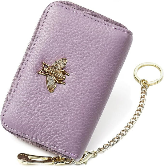 imeetu RFID Credit Card Holder, Small Leather Zipper Card Case Wallet for Women