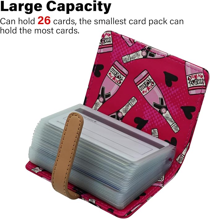 Credit Card Holder with 26 Suitable Slot, ID Card Case PU Leather Wallet for Women Men Business Organiser Pocket (Leopard)