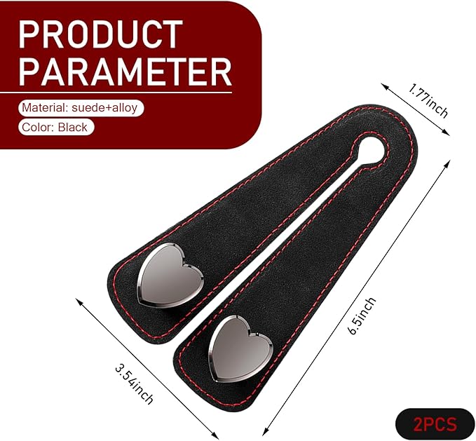 Car Seat Headrest Hook, 2 PCS Universal Black Heart-Shaped Metal + Soft Storage Hooks for Backpack, Grocery, Phone