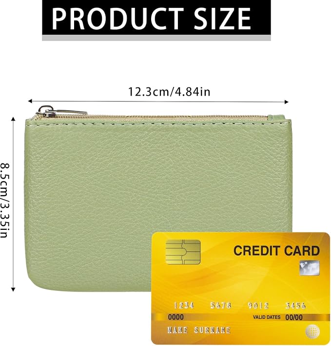 KALIONE 2 Pack Coin Purse, Portable PU Leather Coin Purse with Zipper Coin Purse Mini Change Purse Small Coin Purse for Women Credit Card Folded Bills ID Key Headset Lipstick(Black&Green)