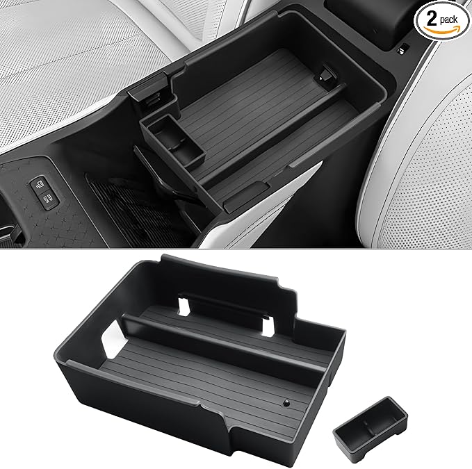 CDEFG 2Pcs for 2025 2026 Jeep Wagoneer S Center Console Organizer Compatible with 2025 2026 Jeep Wagoneer S Accessories Middle Console Armrest Storage Box Coin Holder