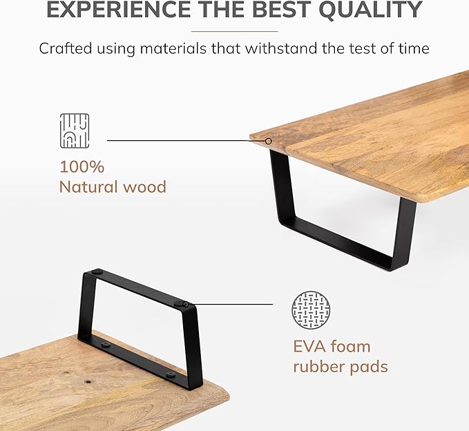 Anji Mountain Monitor Stand - Desktop Organizer & Laptop Riser, Ergonomic Monitor Riser, Space-Saving Monitor Stand for Desk, Durable Construction, Easy Assembly, Ideal for Home & Office,Natural