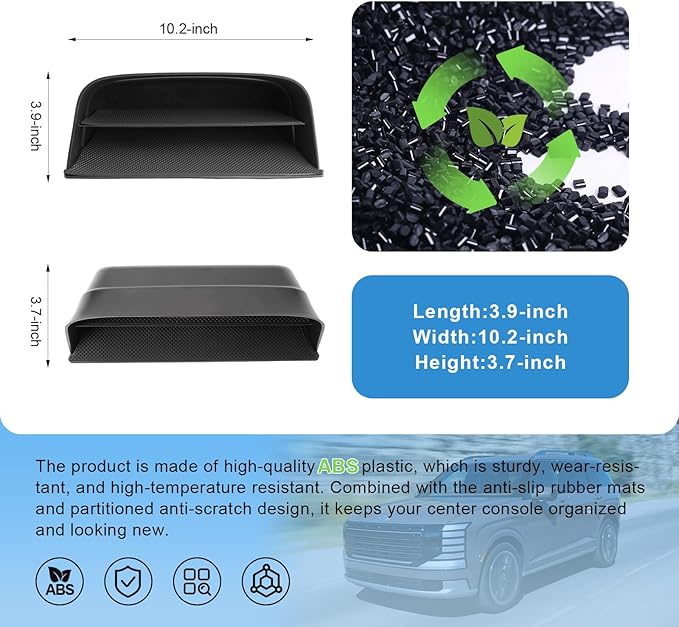2026 Palisade Center Console Organizer (Lower Front) for Hyundai Palisade (SE/SEL Convenience/SEL Premium/Limited/XRT Pro/Calligraphy), Durable ABS Plastic Tray Insert 2026 Palisade Accessories