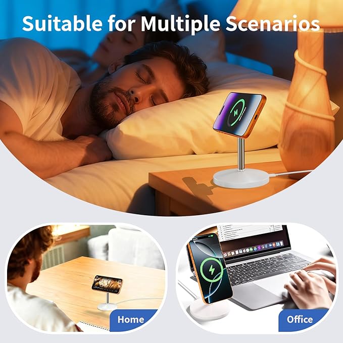 Magnetic Wireless Charger iPhone Stand,25W Mag-Safe Charger Fast Charging Stand 35W Magnetic USB C Adapter with 6FT Cable Wireless Fast Charge Station for iPhone 17 Pro Max/17/16/15/14/13/12, AirPods