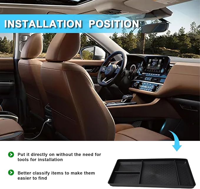 EDBETOS Pathfinder Lower Organizer Tray Compatible with Nissan Pathfinder 2022 2023 2024 2025 2026 S/SV/SL/Rock Creek/Platinum Accessories Floor Center Console Armrest Insert Tray Storage Box