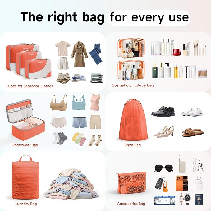 9 Set Packing Cubes for Travel, Gifts for Women Mom,Anti-Tearing Suitcase Organizer,OlarHike Vacation Essentials & Accessories for Cruise Ship