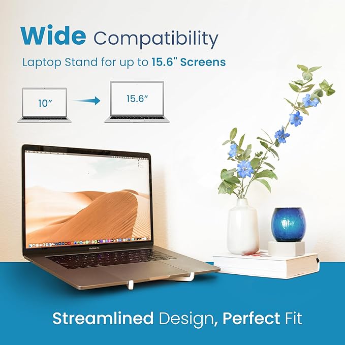 Portable Laptop Riser Stand- Lightweight & Adjustable Computer Holder, Ergonomic, Foldable - Compatible with Apple MacBook Pro & Air, HP, Dell, Tablet & More 10" - 16" Notebooks (Silver)