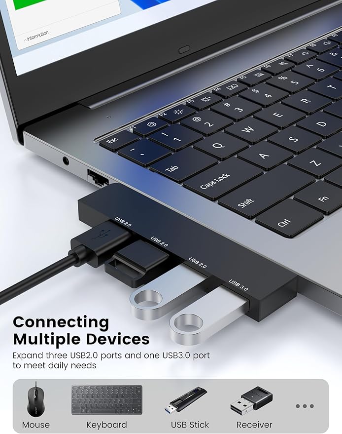 USB Hub 2Pack, Fidioto 4 Port Network-Hub(1 * 3.0 Hub, 3 * 2.0 Hub), USB Expander Hub for Laptop, iMac Pro, MacBook Air, Mac mini/Pro, Surface Pro, Notebook PC, USB Flash Drives and Mobile HDD Etc.