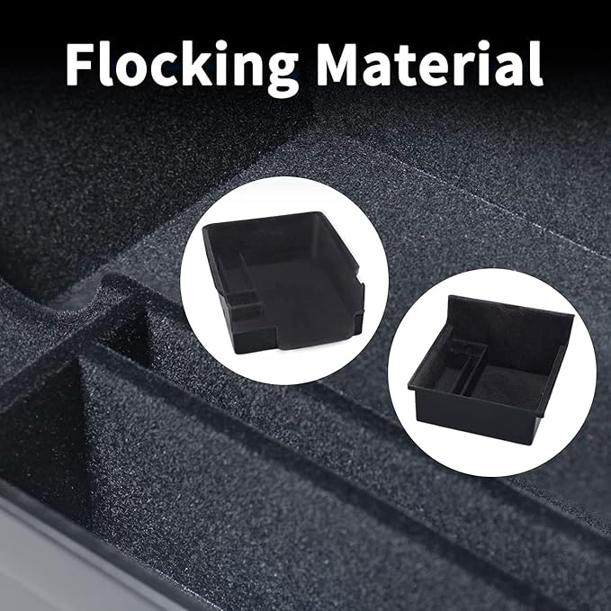 3PC Center Console Organizer Tray for 2021-2022 2023 Tesla Model 3 and 2021-2024 Model Y Flocked Armrest Drawer Storage Box Interior Accessories