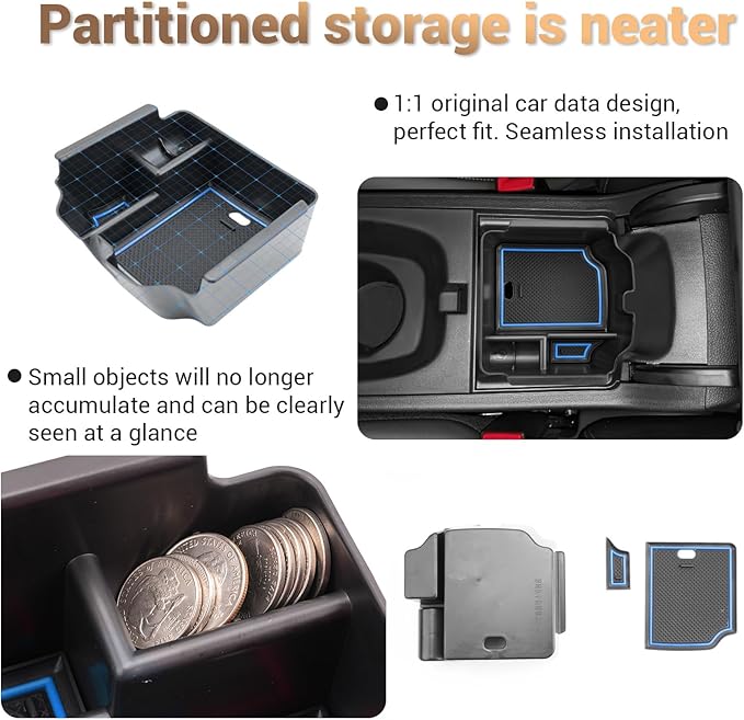 YEE PIN Integra Tray Blue for 2023 2024 2025 Acura Integra Center Console Organizer Console Storage Insert Tray Integra Arm Rest Organizer for Acura Integra Accessories