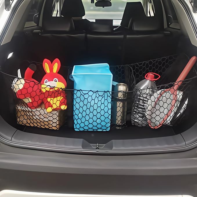 BAILALIBO Cargo Net Stretchable, Adjustable Elastic Trunk Mesh Nets with Metal Hook Universal for SUV, Trucks,Pickup, Car Exterior Accessories for Secure Storage (43.5x11.8 inch)