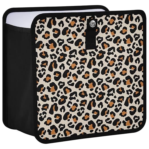 Leopard Car Trash Can Animal Cheetah Print Foldable Hanging Car Trash Bag Bin Auto Garbage Can Leak-Proof Car Organizer(Large)