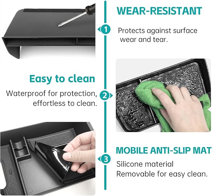 3PCS Center Console Organizer Tray Compatible with 2019-2025 Toyota RAV4 RAV-4 & Prime Accessories, Insert Gear Shift Divider Slot & Armrest Storage Box & Dash Organizer (ONLY Fit 8" Screen)