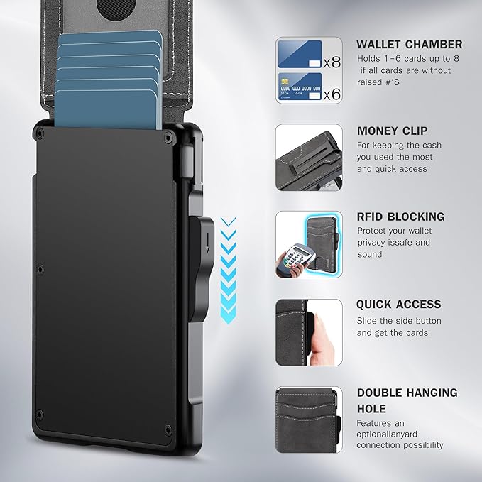 umoven Wallet for Men - with Money Clip Slim Leather Slots Credit Card Holder RFID Blocking Bifold Minimalist Wallet