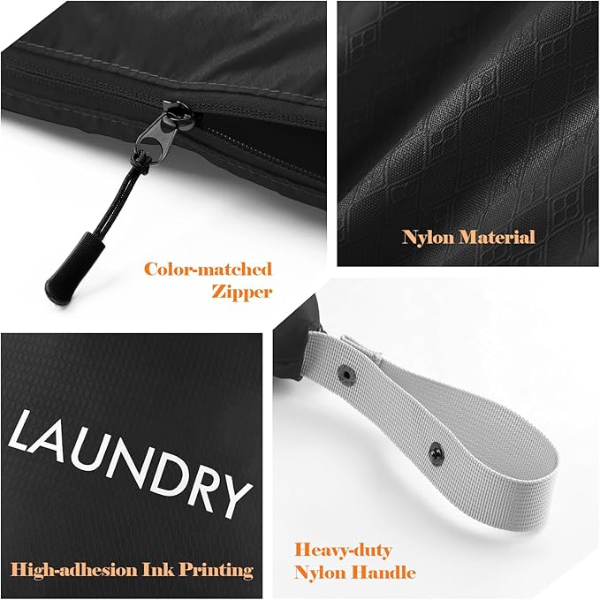 WiseBoy 2-Pack Travel Laundry Bags | Washable Wet Dry Bags for Gym | Odor-Resistant Dirty Clothes Organizer | Waterproof Swimsuit & Workout Gear Pouch with Heavy-Duty Zipper