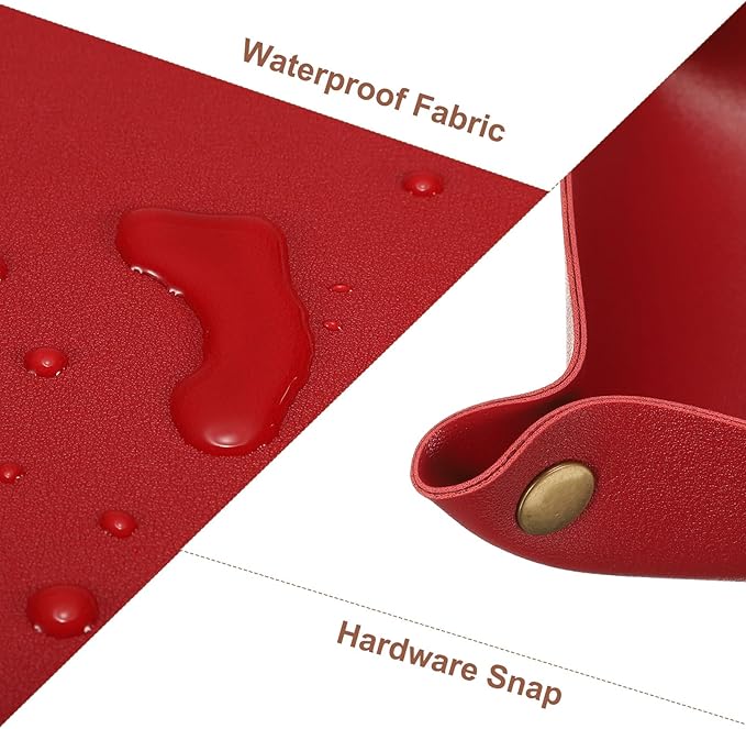 uxcell 3 Pack PU Leather Tray, Jewelry Tray for Women and Men, Glossy Leather Desk Organizer Portable Catchall Tray for Jewelry Key Coin Watch Wallet, Red