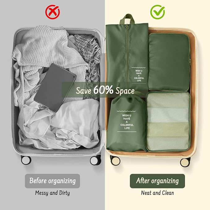 8 Set Packing Cubes for Travel Suitcase Organizer Bags Luggage Packing Cubes Set Travel Essentials Accessories Gifts for Women
