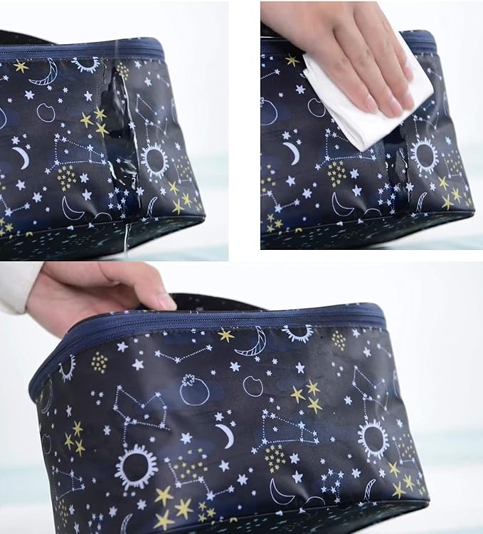 HOYOFO Makeup Bag Cosmetic Bags for Women Travel Makeup Organizer Case, Starry Sky