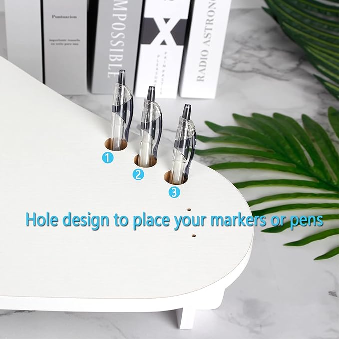Triangle Wood Monitor Stand Riser - White Multi-Purpose Desktop Storage for Computer, Laptop, Printer