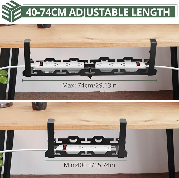 EYPINS Under Desk Cable Management Tray - No Drill Retractable 16-29inch Underdesk Cable Rack 22PCS, Computer Cord Organizer Under Desk, Sturdy Carbon Steel Wire Storage Tray for Home Office