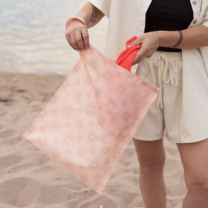 Tiny Twinkle Mess Proof Wet Bags | 2-Pack Reusable Waterproof Wet Bags for Swimsuits | Baby Clothes | Travel & Diaper Bag (Shine)