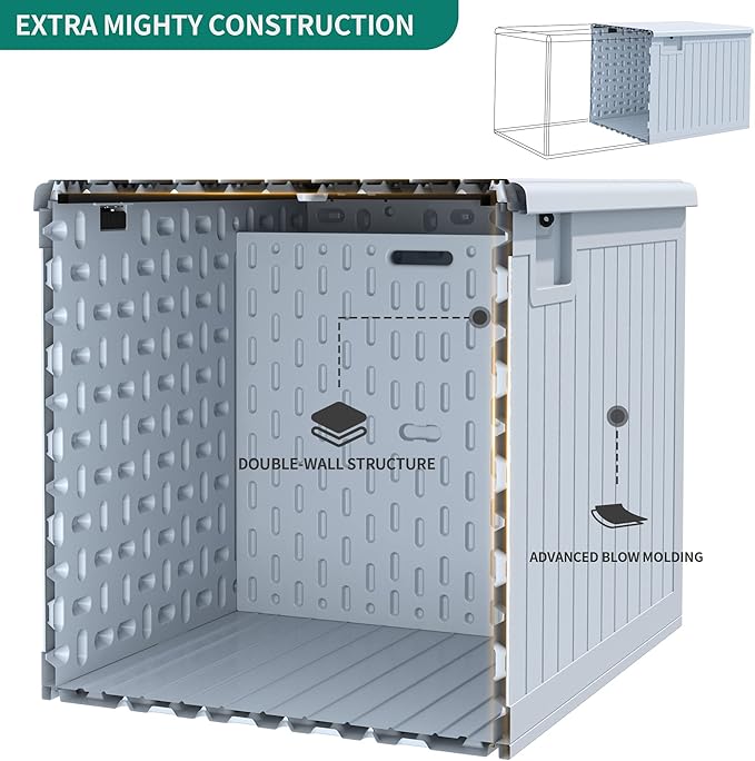 YITAHOME 150 Gallon Double-Wall Deck Box with Side Handles, Outdoor Large Storage for Patio Furniture Cushions, Garden Pool Accessories, Water Resistant & Lockable