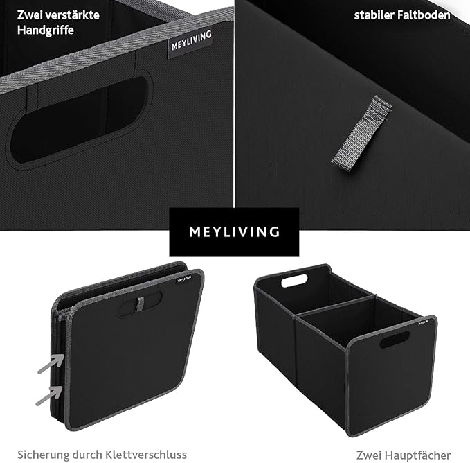 Foldable Box Trunk Organizer Dorm Shopping Car Toys Sports Gear Travel 23.6x12.8x12inches, 1-Pack/X-Large, Lava Black
