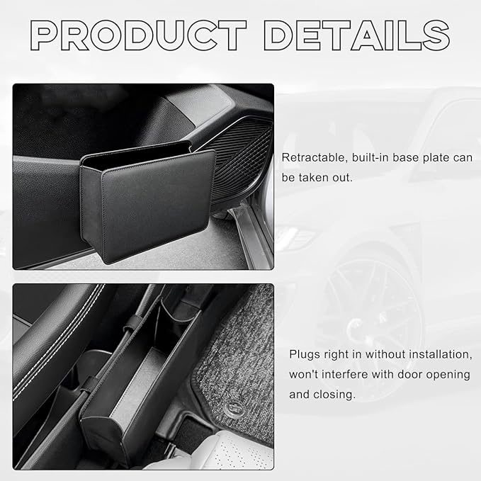 Yourkar Car Trash Can, Foldable Waterproof Leather Car Garbage Organizer Holder, Automotive Mini Dustbin Container with One Roll Trash Bag, Universal Interior Car Accessories (Brown)