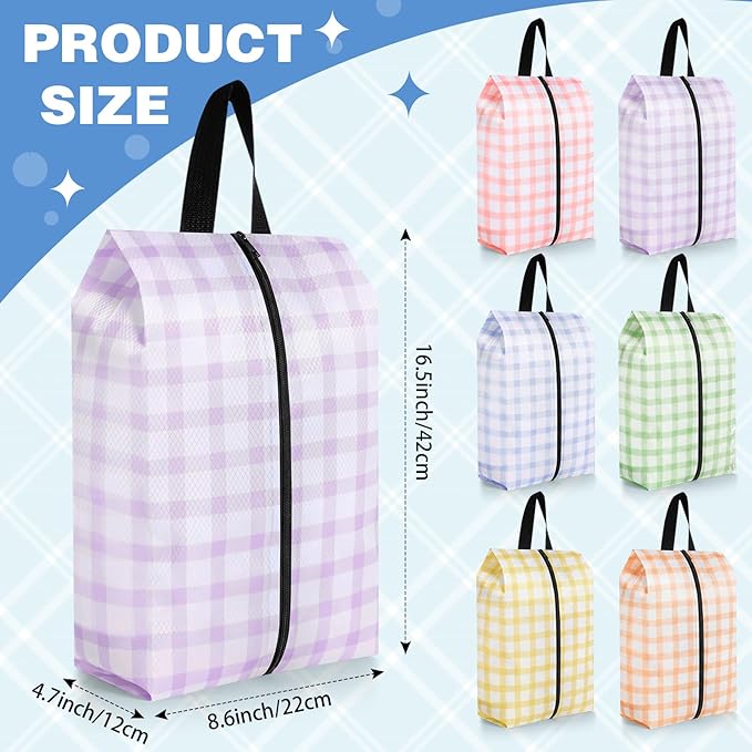 6 Pcs Travel Shoe Bags with Zipper Nylon Portable Waterproof Suitcase Shoe Organizer Packing for Golf(L,Fresh Color)