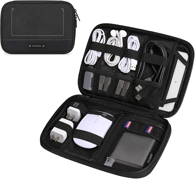 BAGSMART Electronic Organizer Travel Cable Organizer Electronics Accessories Cases for 7.9 inch iPad Mini, Cables, Chargers, USB, SD Card