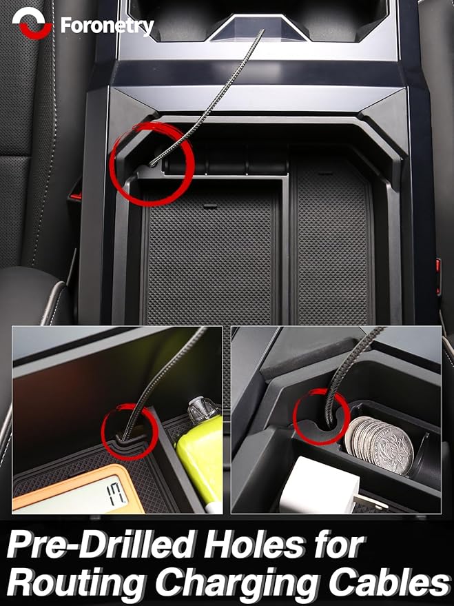 Double Layer Center Console Organizer for Tesla Cybertruck 2025 2026 2024, ABS Console Tray Insert storage box for Cybertruck Accessories(2PCS)