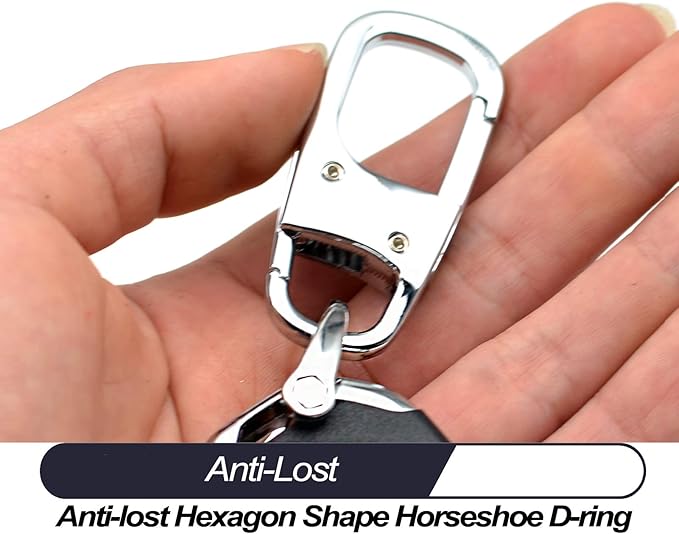 MECHCOS Metal Keychain Car Fob Key Chain Holder Clip with Detachable Valet Key Ring & Anti-Lost D-Ring for Men and Women