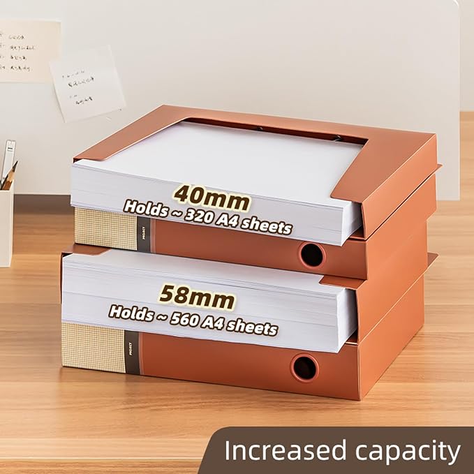 A4 Storage File Boxes Plastic Archives Cases with Lid, File Folder Organizer Document Filing Box for office,home,school (1, 58mm width)