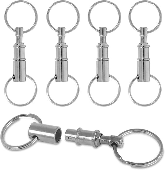 Super Z Outlet Pull-Apart Silver Key Ring Easy Detach Double Spring Split Snap Separate Chain Convenient Accessory Gift (4 Pack)