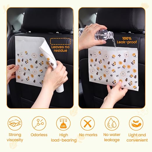 30 Pcs Disposable Car Trash Bags, Seal Disposable Car Garbage Bin Bags, Stick On Car Trash Bin for SUV Truck, RV Travel, Camping, Bedroom, Study Room, Office