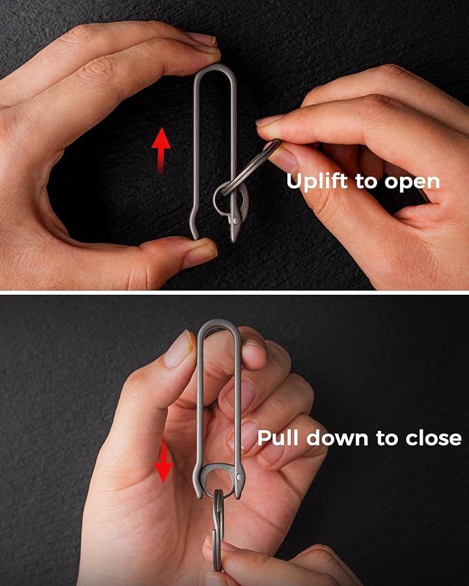 FEGVE Titanium Key Belt Clip Keychain Clip for Men, Belt Loop Key Ring Chain Holder Key Hook for Pants Purse