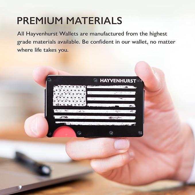 Hayvenhurst Wallet for Men - Slim RFID Blocking Metal Wallet with Money Clip, Minimalist Front Pocket Credit Card Holder, Small Mens Wallet