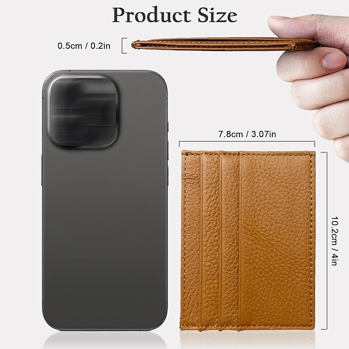 WOXVM Credit Card Holder Wallet RFID Blocking Slim Credit Card Cases Holder Premium Leather Minimalist Front Pocket Small Wallet with 6 Card Slots and 1 Pockets for Men Women (Brown)