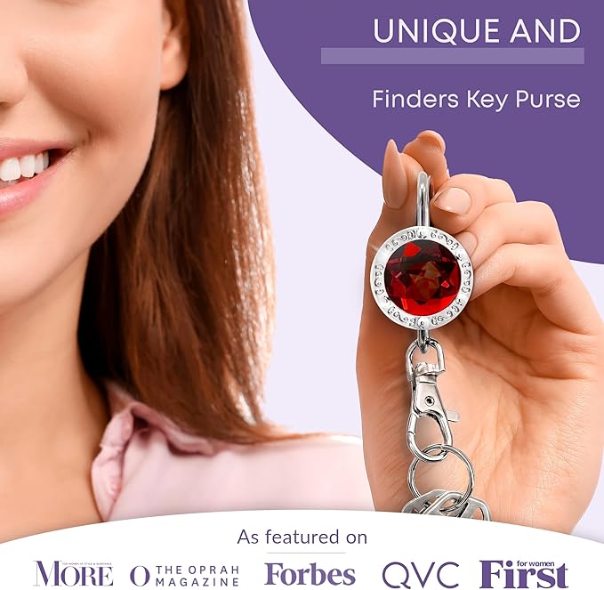 Women’s Bag Charm Key Finder, Car Keychain Hook, Cute Purse Organizer & Tote Bag Accessories, Gifts for Mom - Gems