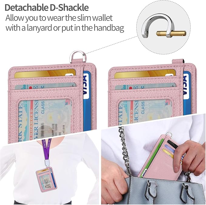 EcoVision Slim Minimalist Front Pocket Wallet, RFID Blocking Credit Card Holder Wallet with Detachable D-Shackle for Men Women