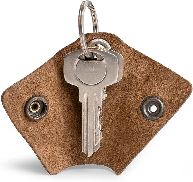 Hide & Drink Full Grain Leather Wrap Keychain, Organizer Snap Closure, Key Ring Cover, Silencer Sleeve Key Holder for Men