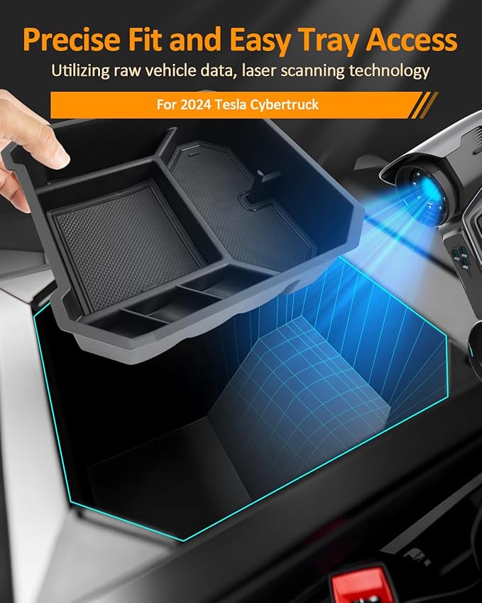 CDEFG for 2024 Tesla Cybertruck Center Console Organizer Tray for Cyber Truck 2024 Accessories Armrest Storage Box Insert Tray for Cybertruck 2024 Arm Rest Middle Organizer
