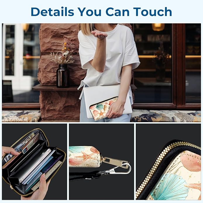 Wristlet Wallet for Women, RFID Blocking Phone Wallet, Large Capacity Zip Around Clutch, Fits iPhone 15 Pro Max, Travel Organizer Purse
