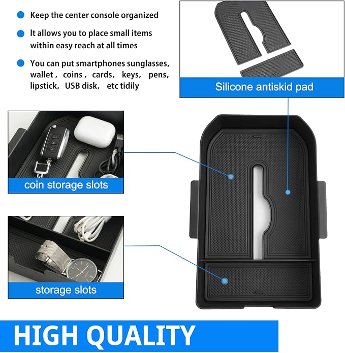 SHAOHAO for 2025 Toyota Land Cruiser Center Console Organizer for 2024 2025 Toyota Land Cruiser Accessories Console Tray Extra Space Stroage Box Insert Tray Easy Removal (Not Fit Cool Box)