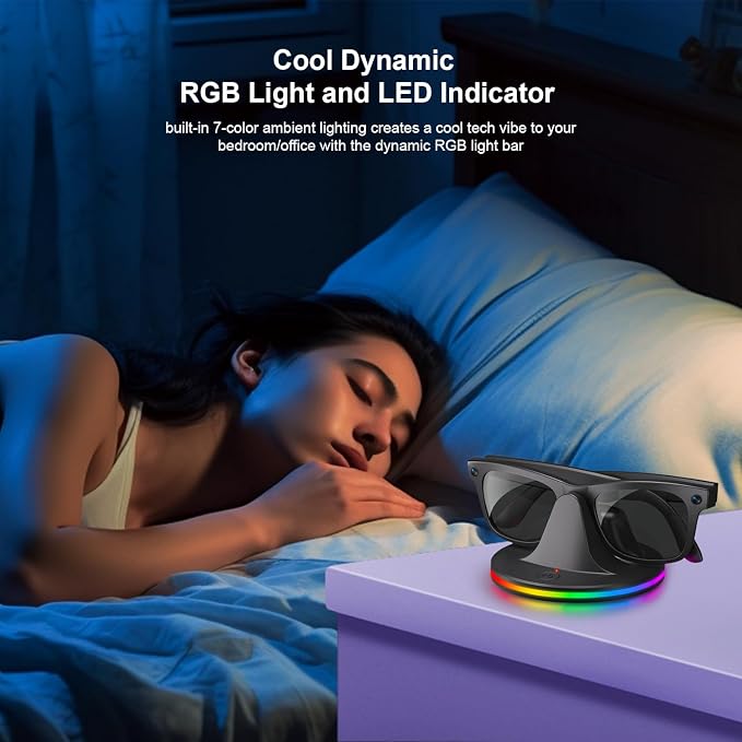 Charging Stand for Ray-Ban Meta Smart Glasses, Charging Dock Compatible with Wayfarer/Headliner/Skyler & Oakley HSTN Accessories for RayBan Meta Charger Station with Pair Ear Tips and Ear Grips