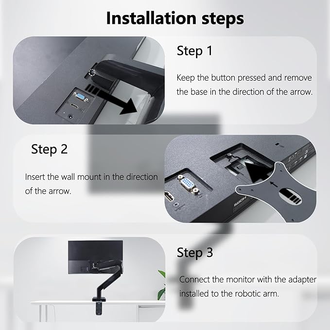 27M Monitor Arm/Mount VESA Bracket Adapter Compatible with HP Pavilion 22" 24" 27" Monitor(Fits 22M, 24M,27M)- 75x75mm to 100x100mm Black Wall Mount Bracket