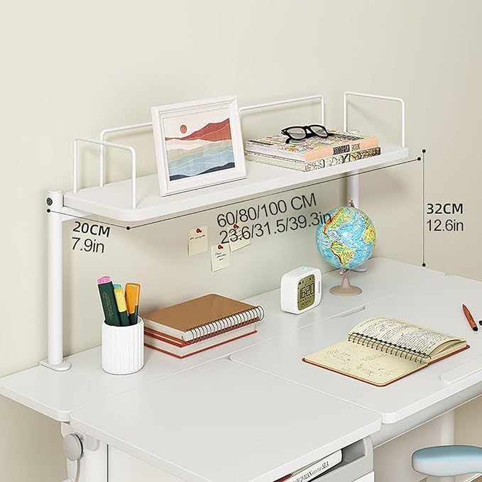 Clamp-on Desk Shelf, Clamp on Desk Organizer Shelf, Metal Desk Extender Side Table, Clamp-on Above or Under Desktop Storage Shelf, Desk Shelving Unit, C-Clamp Design(Walnut,80cm/31.5")